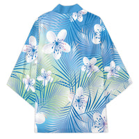 Blue Aloha Hawaiian Kimono Tropical Flower Palm Leaf Pattern LT19 - Polynesian Pride