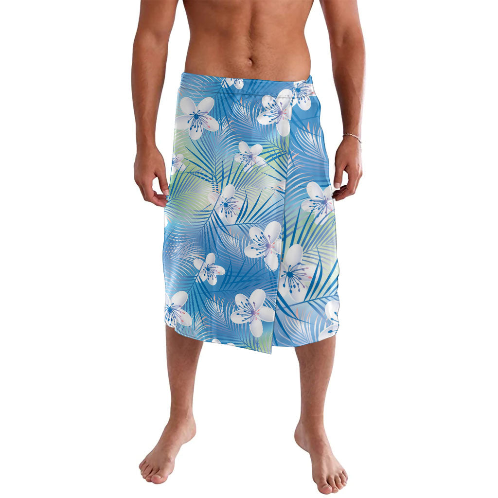 Blue Aloha Hawaiian Lavalava Tropical Flower Palm Leaf Pattern LT19 Blue - Polynesian Pride