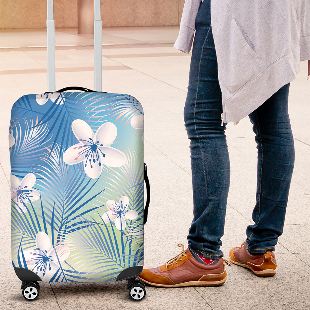 Blue Aloha Hawaiian Luggage Cover Tropical Flower Palm Leaf Pattern LT19 Blue - Polynesian Pride