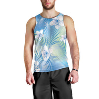 Blue Aloha Hawaiian Men Tank Top Tropical Flower Palm Leaf Pattern LT19 - Polynesian Pride