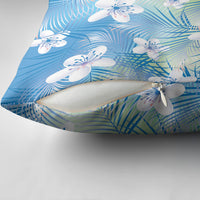 Blue Aloha Hawaiian Pillow Cover Tropical Flower Palm Leaf Pattern LT19 - Polynesian Pride
