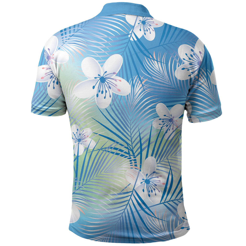 Blue Aloha Hawaiian Polo Shirt Tropical Flower Palm Leaf Pattern LT19 - Polynesian Pride