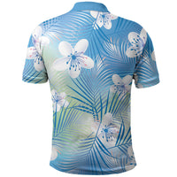 Blue Aloha Hawaiian Polo Shirt Tropical Flower Palm Leaf Pattern LT19 - Polynesian Pride