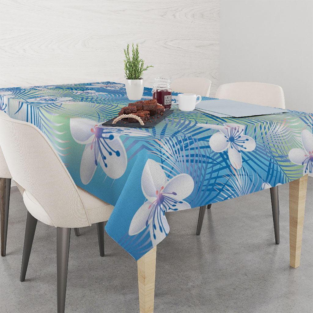 Blue Aloha Hawaiian Tablecloth Tropical Flower Palm Leaf Pattern LT19 - Polynesian Pride