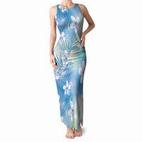 Blue Aloha Hawaiian Tank Maxi Dress Tropical Flower Palm Leaf Pattern LT19 Women Blue - Polynesian Pride