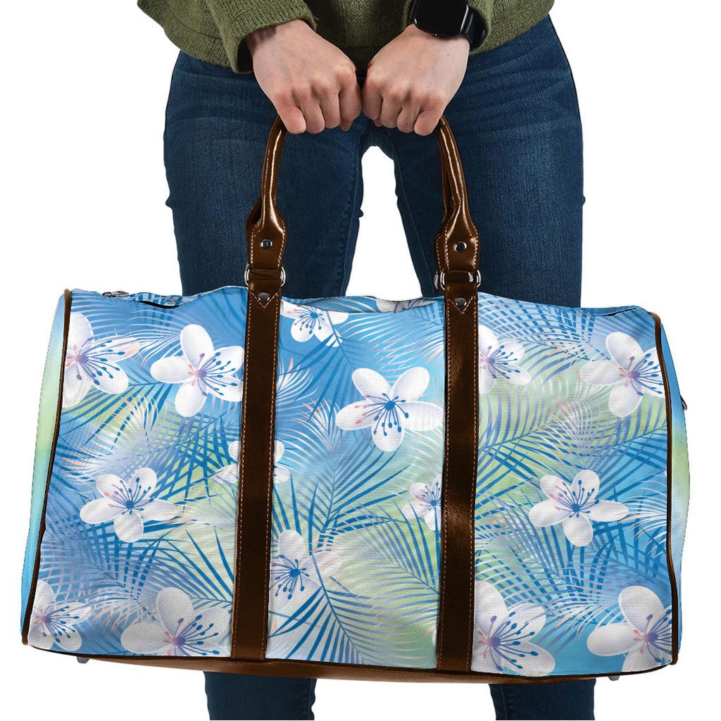 Blue Aloha Hawaiian Travel Bag Tropical Flower Palm Leaf Pattern LT19 Blue - Polynesian Pride