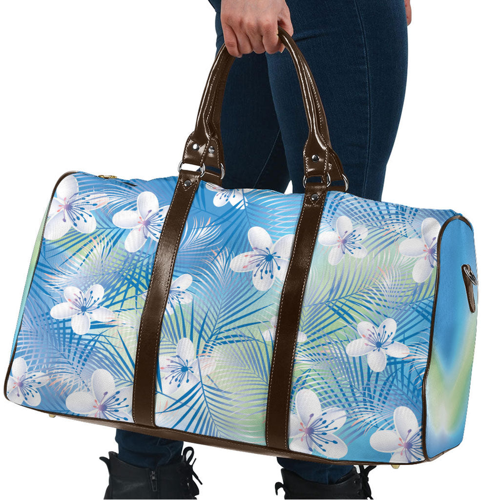 Blue Aloha Hawaiian Travel Bag Tropical Flower Palm Leaf Pattern LT19 - Polynesian Pride