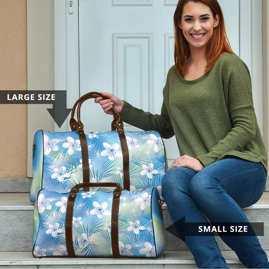 Blue Aloha Hawaiian Travel Bag Tropical Flower Palm Leaf Pattern LT19 - Polynesian Pride