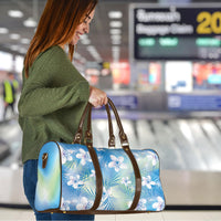 Blue Aloha Hawaiian Travel Bag Tropical Flower Palm Leaf Pattern LT19 - Polynesian Pride