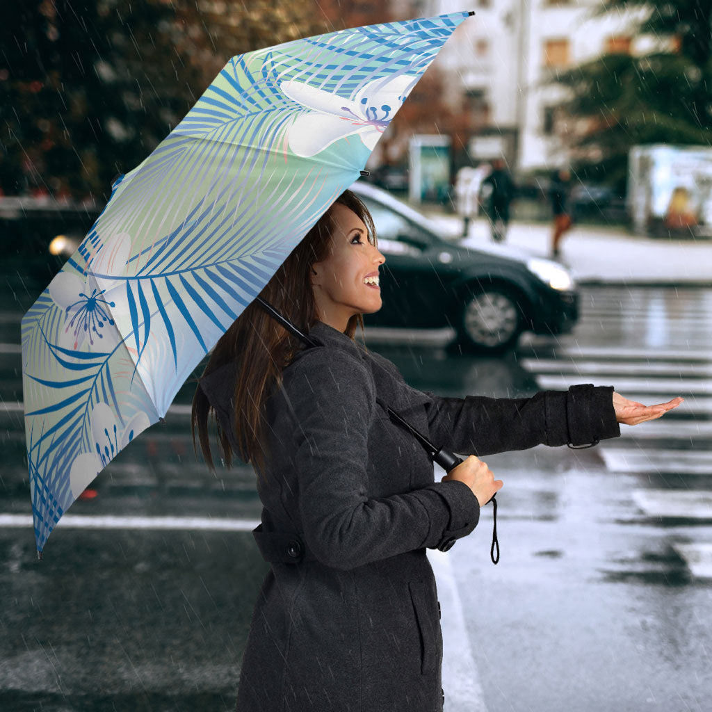 Blue Aloha Hawaiian Umbrella Tropical Flower Palm Leaf Pattern LT19 - Polynesian Pride