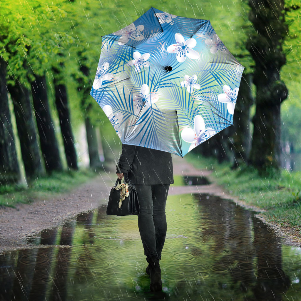 Blue Aloha Hawaiian Umbrella Tropical Flower Palm Leaf Pattern LT19 - Polynesian Pride