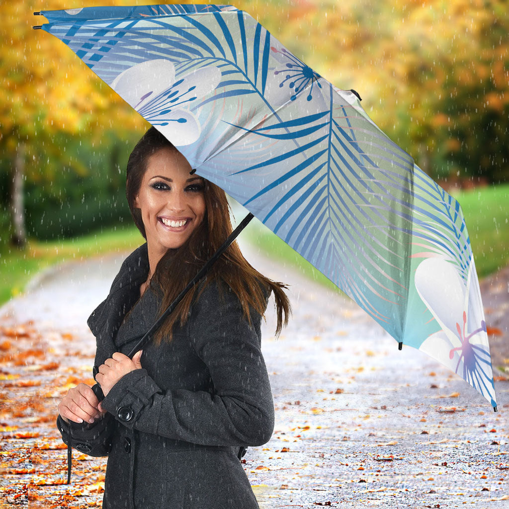 Blue Aloha Hawaiian Umbrella Tropical Flower Palm Leaf Pattern LT19 - Polynesian Pride