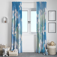 Blue Aloha Hawaiian Window Curtain Tropical Flower Palm Leaf Pattern LT19 - Polynesian Pride