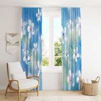 Blue Aloha Hawaiian Window Curtain Tropical Flower Palm Leaf Pattern LT19 - Polynesian Pride