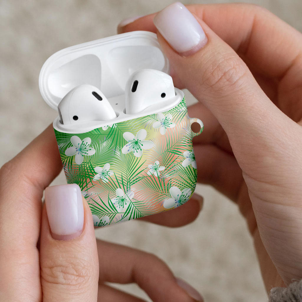 Green Aloha Hawaiian AirPods Case Tropical Flower Palm Leaf Pattern LT19 - Polynesian Pride