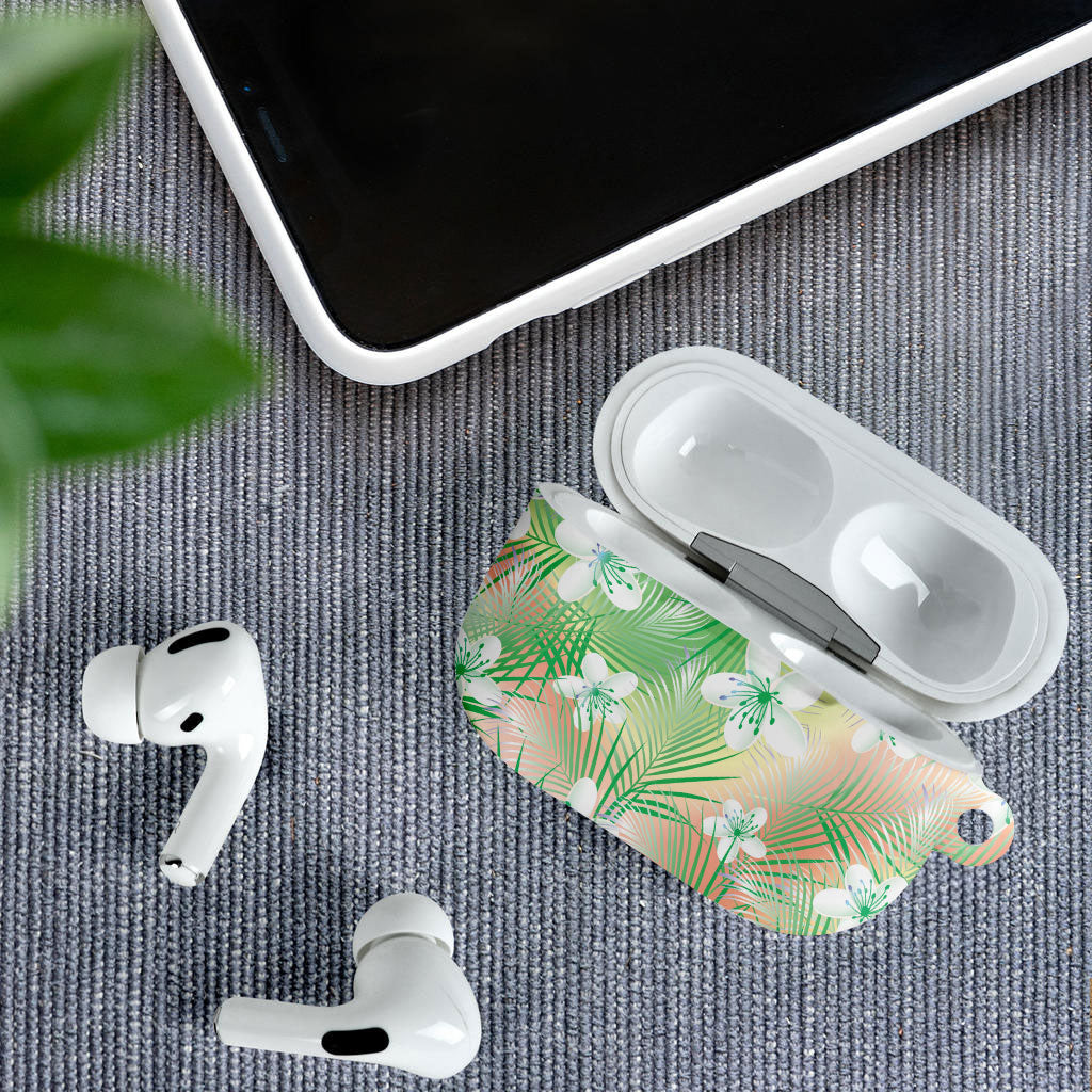 Green Aloha Hawaiian AirPods Case Tropical Flower Palm Leaf Pattern LT19 - Polynesian Pride