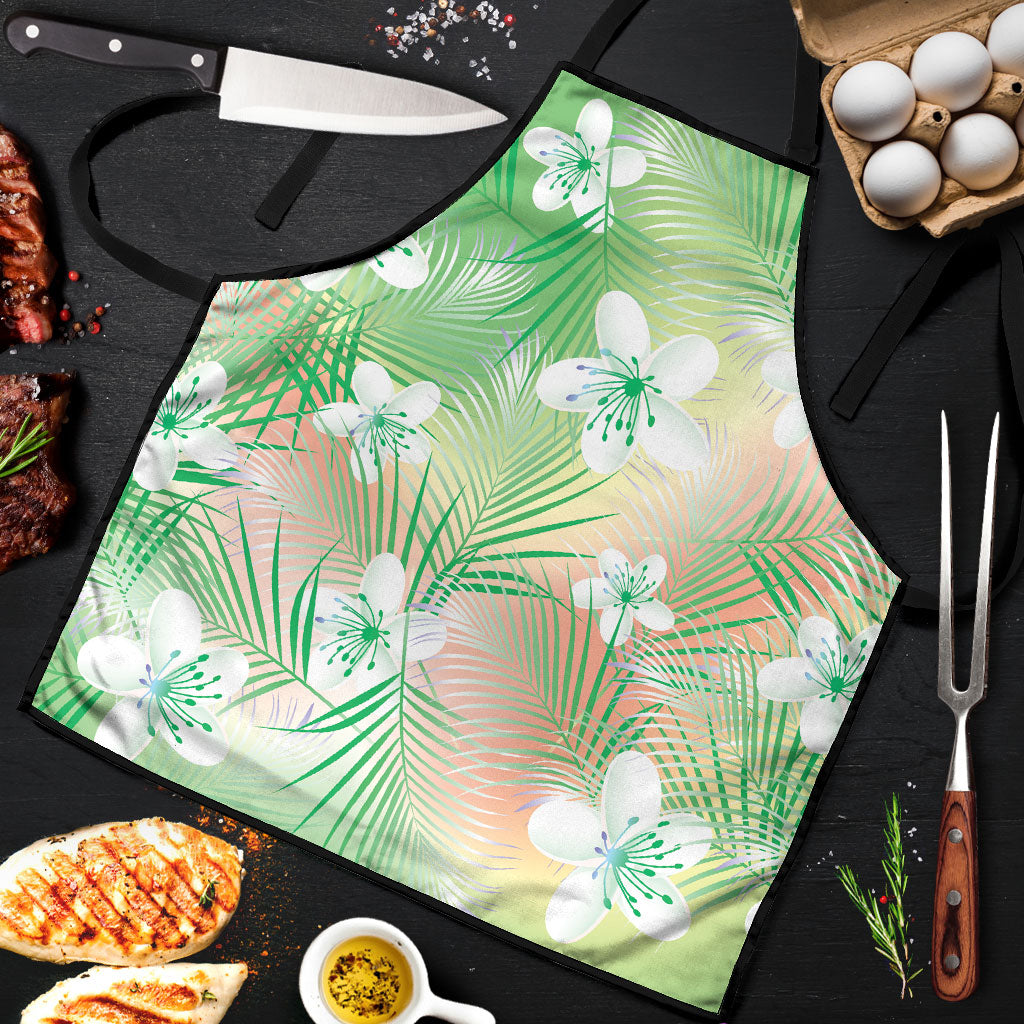 Green Aloha Hawaiian Apron Tropical Flower Palm Leaf Pattern LT19 Green - Polynesian Pride