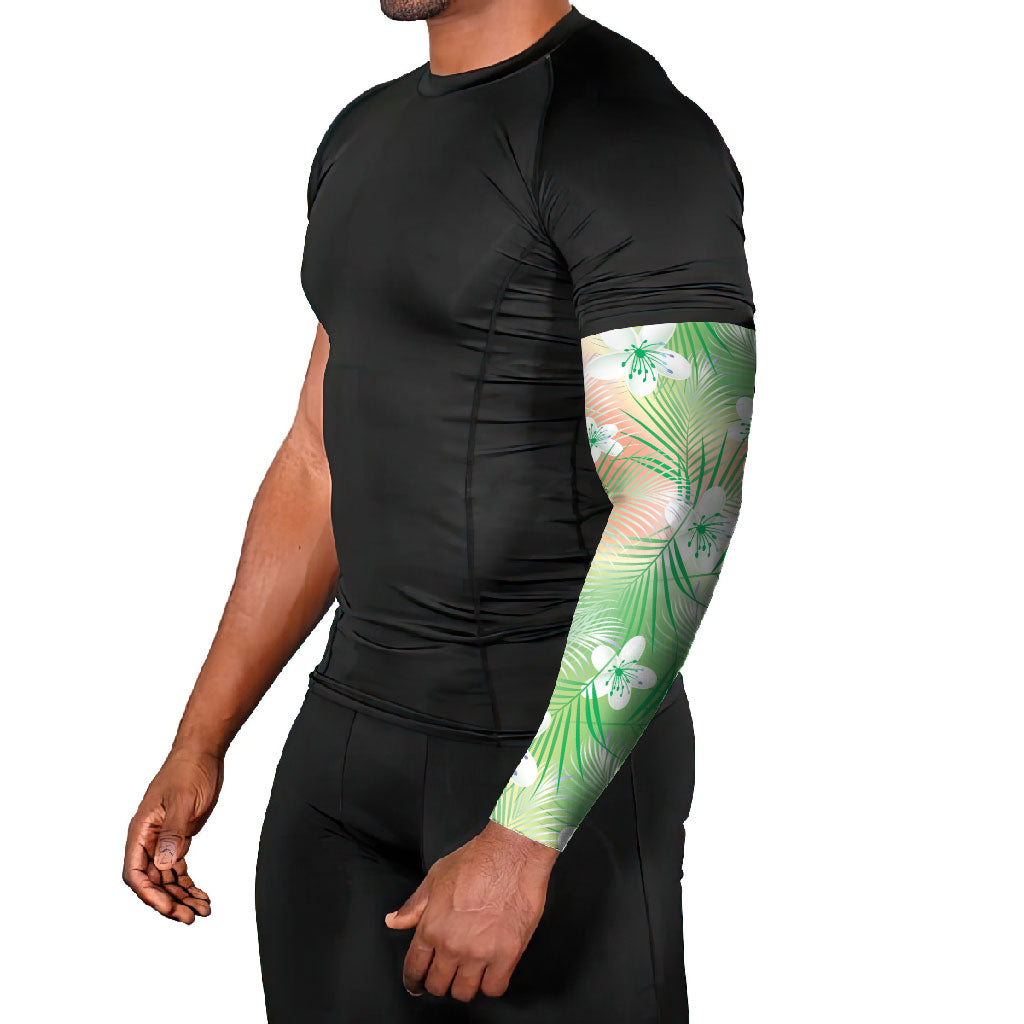 Green Aloha Hawaiian Arm Sleeves Tropical Flower Palm Leaf Pattern LT19 - Polynesian Pride