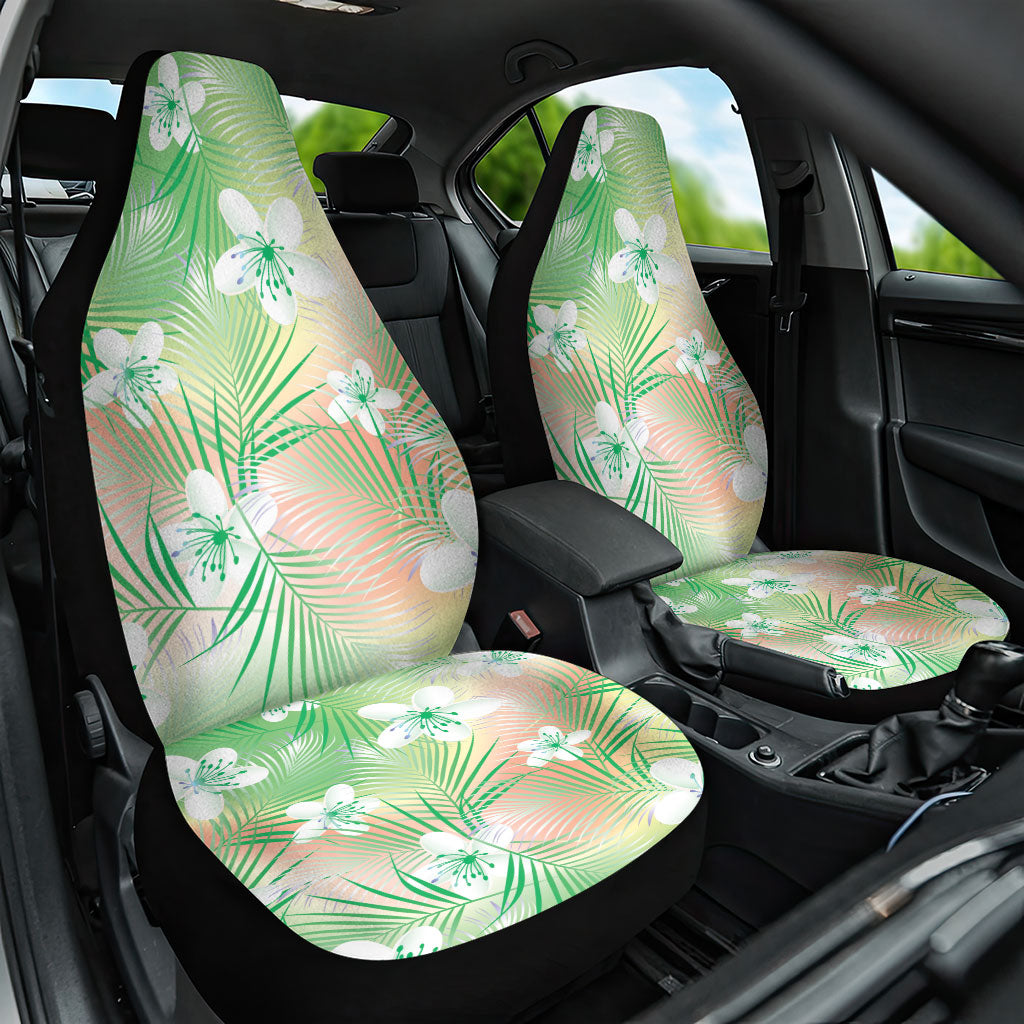 Green Aloha Hawaiian Car Seat Cover Tropical Flower Palm Leaf Pattern LT19 One Size Green - Polynesian Pride