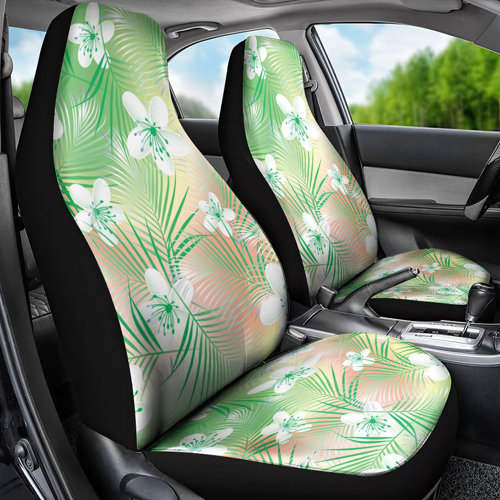 Green Aloha Hawaiian Car Seat Cover Tropical Flower Palm Leaf Pattern LT19 - Polynesian Pride