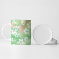 Green Aloha Hawaiian Ceramic Mug Tropical Flower Palm Leaf Pattern LT19 - Polynesian Pride