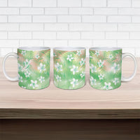 Green Aloha Hawaiian Ceramic Mug Tropical Flower Palm Leaf Pattern LT19 - Polynesian Pride