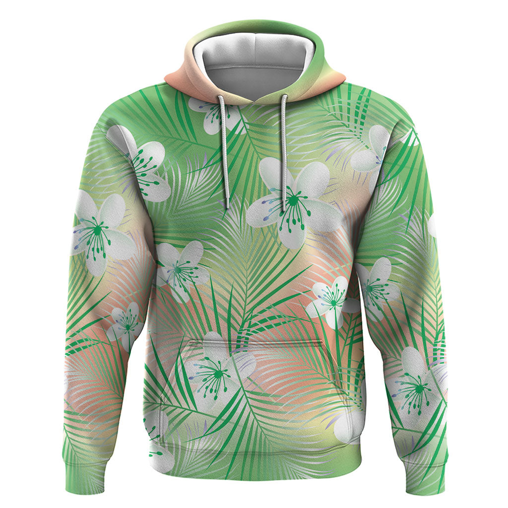 Green Aloha Hawaiian Hoodie Tropical Flower Palm Leaf Pattern LT19 Pullover Hoodie Green - Polynesian Pride