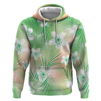Green Aloha Hawaiian Hoodie Tropical Flower Palm Leaf Pattern LT19 Pullover Hoodie Green - Polynesian Pride