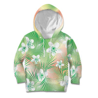 Green Aloha Hawaiian Kid Hoodie Tropical Flower Palm Leaf Pattern LT19 Hoodie Green - Polynesian Pride