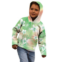 Green Aloha Hawaiian Kid Hoodie Tropical Flower Palm Leaf Pattern LT19 - Polynesian Pride