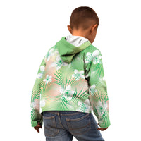 Green Aloha Hawaiian Kid Hoodie Tropical Flower Palm Leaf Pattern LT19 - Polynesian Pride
