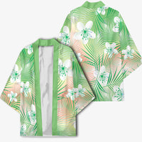 Green Aloha Hawaiian Kimono Tropical Flower Palm Leaf Pattern LT19 - Polynesian Pride