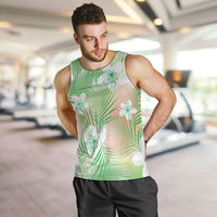 Green Aloha Hawaiian Men Tank Top Tropical Flower Palm Leaf Pattern LT19 Green - Polynesian Pride