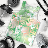 Green Aloha Hawaiian Men Tank Top Tropical Flower Palm Leaf Pattern LT19 - Polynesian Pride