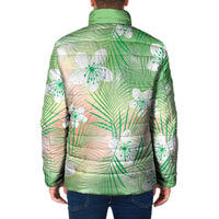 Green Aloha Hawaiian Padded Jacket Tropical Flower Palm Leaf Pattern LT19 - Polynesian Pride