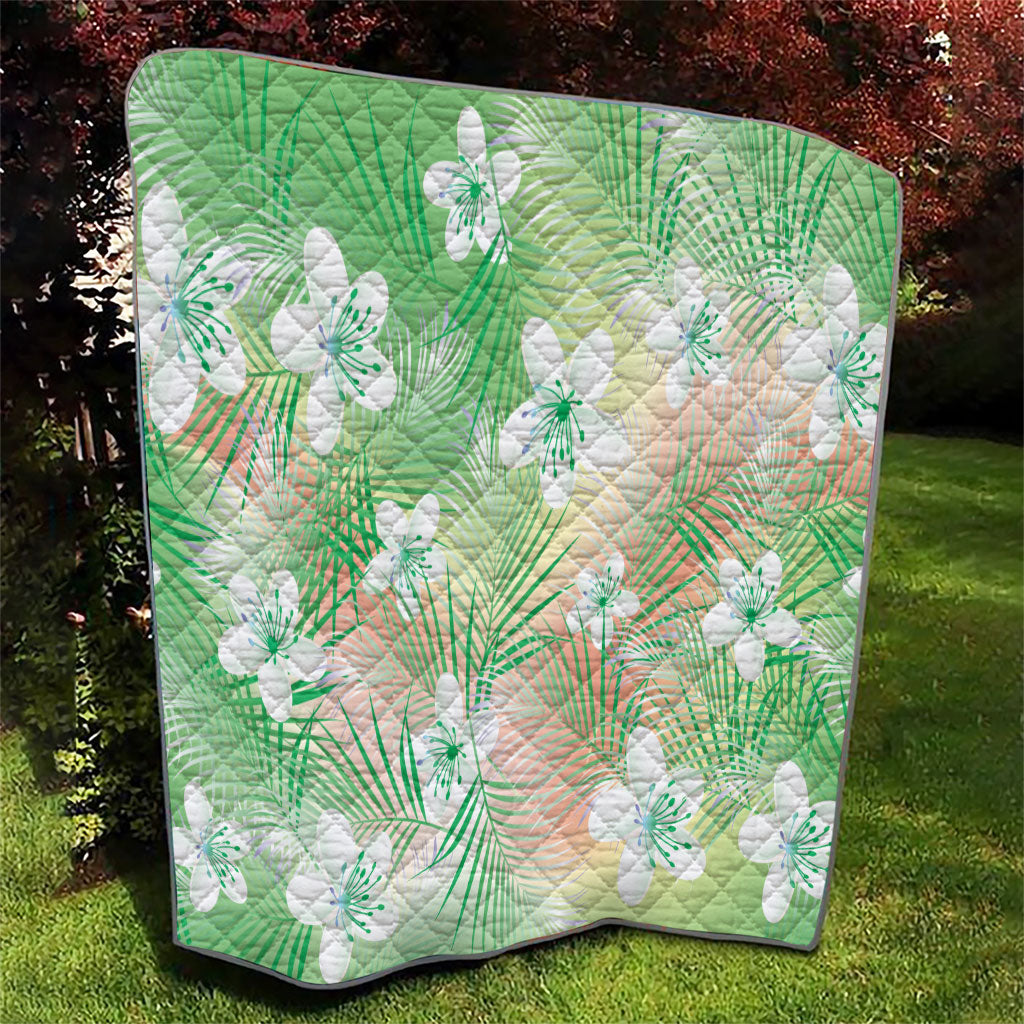 Green Aloha Hawaiian Quilt Tropical Flower Palm Leaf Pattern LT19 - Polynesian Pride