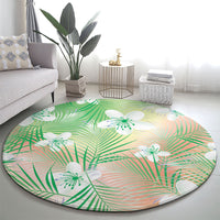 Green Aloha Hawaiian Round Carpet Tropical Flower Palm Leaf Pattern LT19 - Polynesian Pride