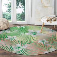 Green Aloha Hawaiian Round Carpet Tropical Flower Palm Leaf Pattern LT19 - Polynesian Pride