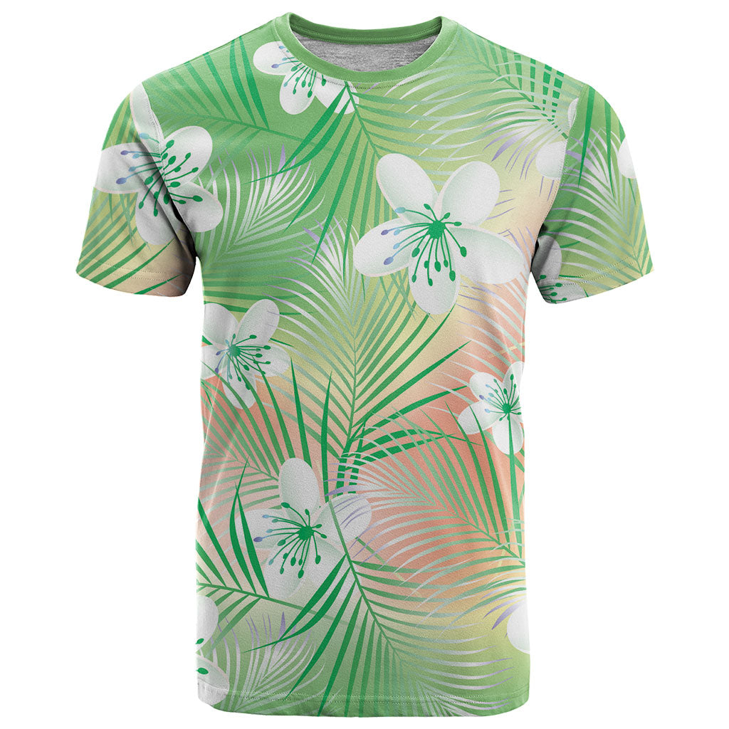 Green Aloha Hawaiian T Shirt Tropical Flower Palm Leaf Pattern LT19 Green - Polynesian Pride