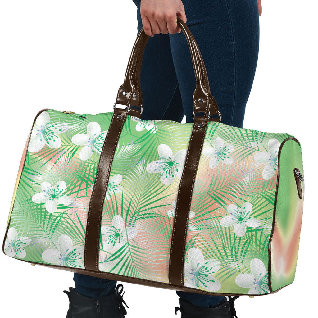 Green Aloha Hawaiian Travel Bag Tropical Flower Palm Leaf Pattern LT19 - Polynesian Pride