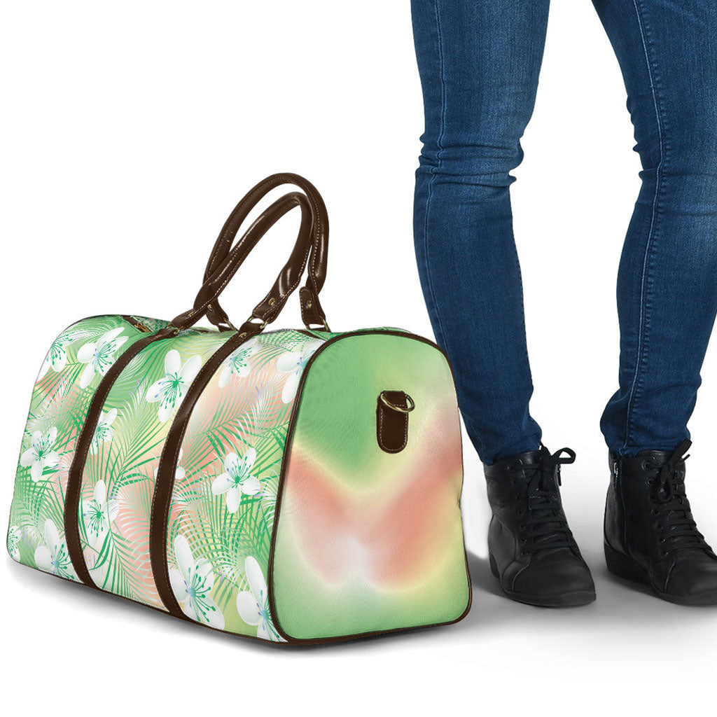 Green Aloha Hawaiian Travel Bag Tropical Flower Palm Leaf Pattern LT19 - Polynesian Pride