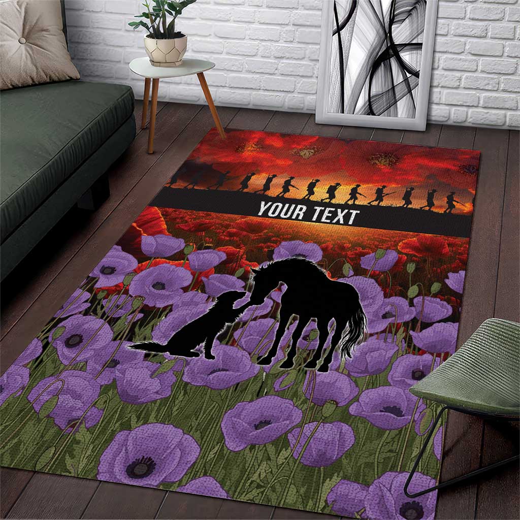 Personalised ANZAC Day Area Rug Remembering the Animals of War LT19 Purple - Polynesian Pride