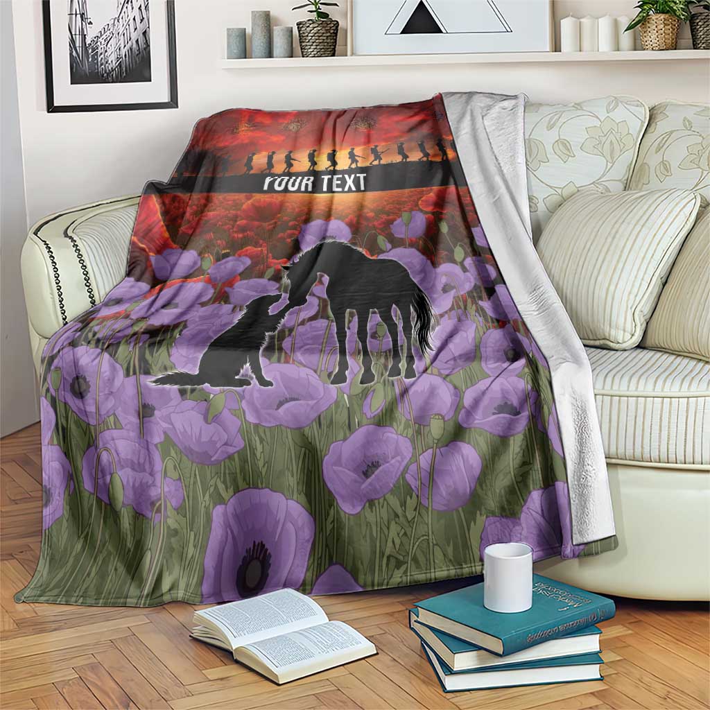 Personalised ANZAC Day Blanket Remembering the Animals of War LT19 Purple - Polynesian Pride