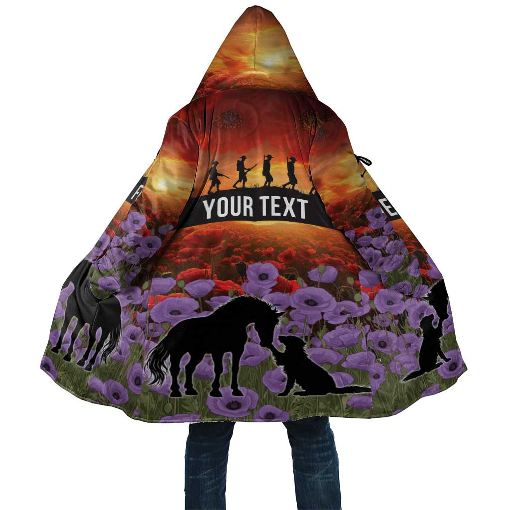 Personalised ANZAC Day Cloak Remembering the Animals of War LT19 Unisex Purple - Polynesian Pride
