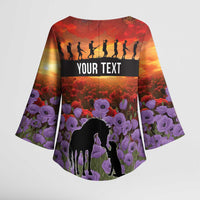 Personalised ANZAC Day Kimono Sleeve Blouse Remembering the Animals of War LT19 - Polynesian Pride