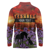 Personalised ANZAC Day Long Sleeve Polo Shirt Remembering the Animals of War LT19 - Polynesian Pride