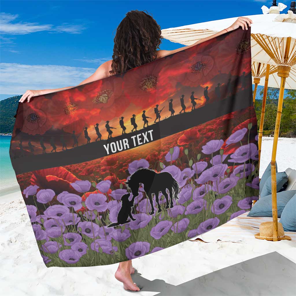 Personalised ANZAC Day Sarong Remembering the Animals of War LT19 One Size 44 x 66 inches Purple - Polynesian Pride