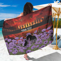 Personalised ANZAC Day Sarong Remembering the Animals of War LT19 One Size 44 x 66 inches Purple - Polynesian Pride
