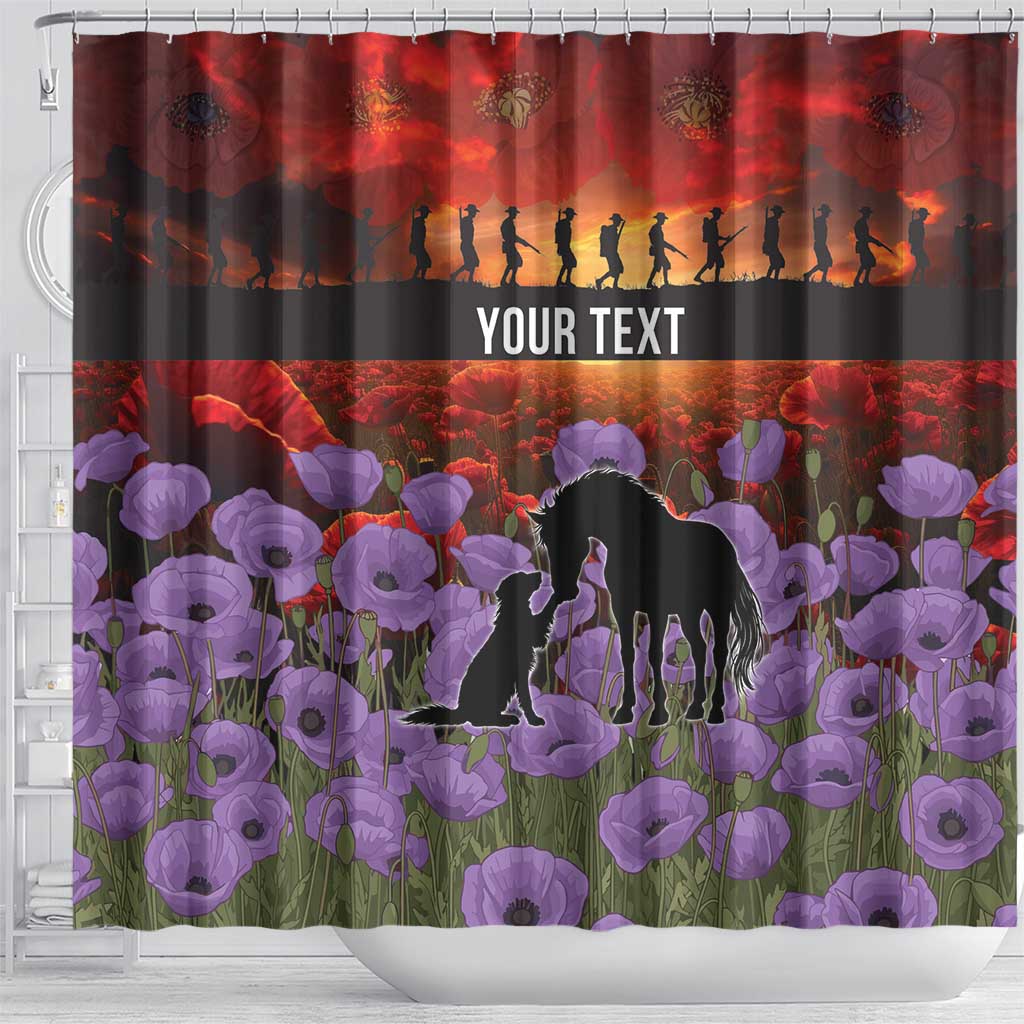 Personalised ANZAC Day Shower Curtain Remembering the Animals of War LT19 - Polynesian Pride