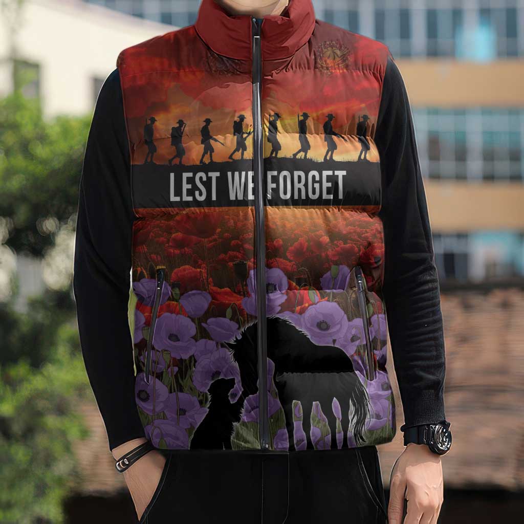 Personalised ANZAC Day Sleeveless Puffer Jacket Remembering the Animals of War LT19 - Polynesian Pride